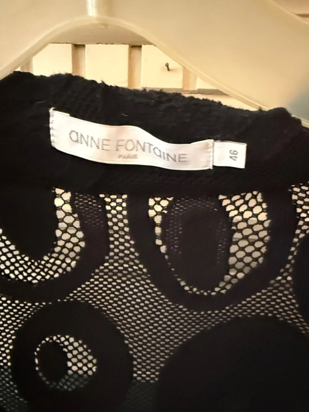 Anne Fontaine Black Lace Ruffle Neck Blouse - Picture 4 of 5